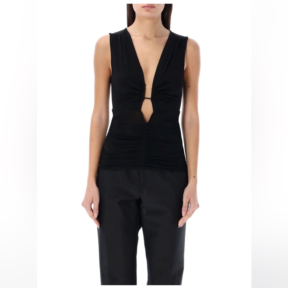 Isabel Marant Etoilet Jillya Top in Black size 40 plunge neck jersey top ruched
